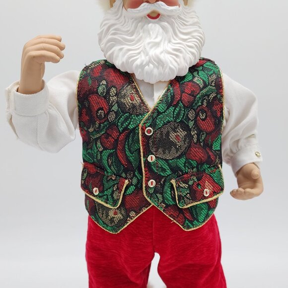 Rockin' Animated Santa Claus Doll With Festive Vest & Red Velvet Outfit 1999 - Picture 3 of 9